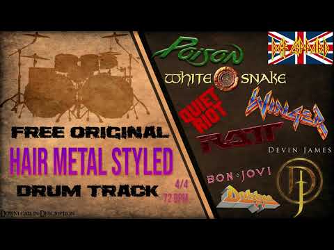 Hair Metal Styled Free Original Drum Track - 72 BPM (FREE DOWNLOAD)