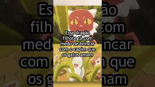Esse dragão filhote tá com medo de brincar com o capim que os gatos amam