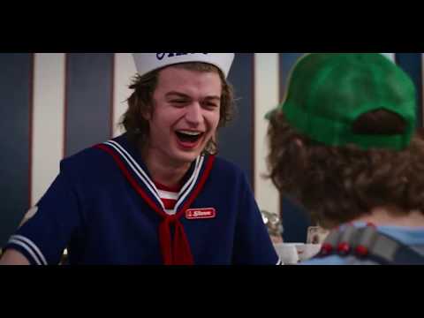 Steve and Dustin's funny greeting at Scoops Ahoy