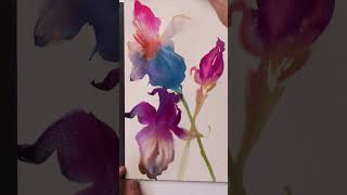 Watch me paint watercolor Irises! #watercolor #art #artist #artshorts #floralwatercolor