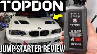 Topdon battery jump starter review - Will it start a BMW? JS1200 - 1200 Peak Cranking power bank 12V