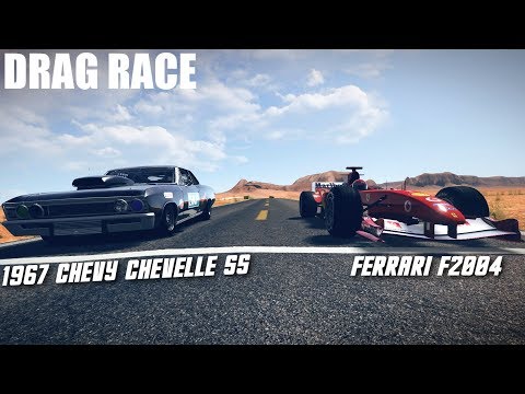 FERRARI F1 VS 2200HP+ CHEVY CHEVELLE SS DRAG RACE | ASSETTO CORSA