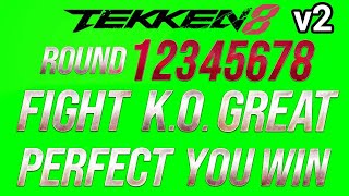 Tekken 8 green screen: rounds, fight, great, perfect, KO, you win