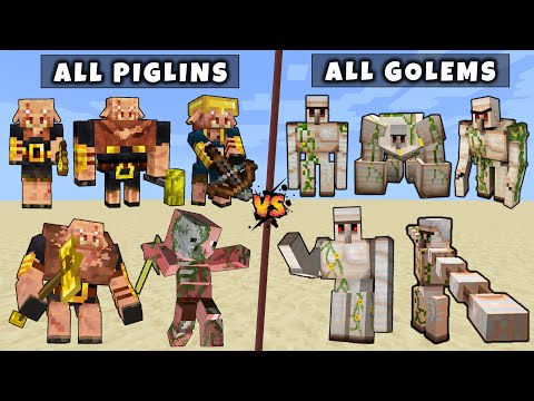 All Piglins vs All Iron Golems - Mutant & Titan Iron Golems vs Mutant Titan Piglin Brute