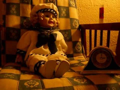 Haunted doll moves at dawn. Video