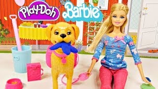 Barbie Potty Trainin' Taffy Pet Dog Play Doh Barbie Dolls Toys Review by Disney Cars Toy Club