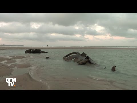L'épave d'un sous-marin allemand émerge sur une plage du nord de la France