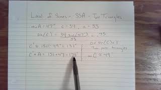 Law of Sines - SSA - Two Triangles