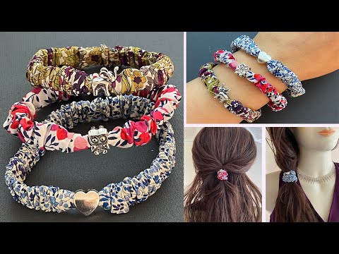 🌹 How to Make Fabric Scrunchie Charm Bracelet /...