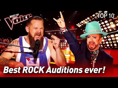 TOP 10 | ROCK Blind Auditions that made The Voice coaches go crazy!
