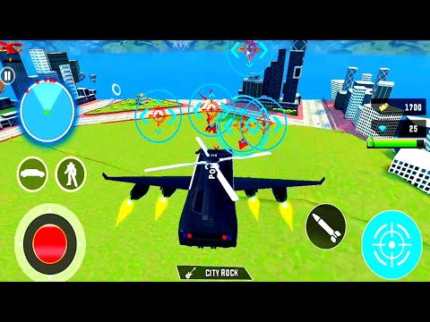 Flying Limo Police Helicopter Car Robot Games - Police Robot Transformation Game - Android Gameplay