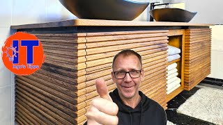 Doppelwaschtisch Badezimmer selber bauen – Korpus & Eichenfront mit Struktur - T