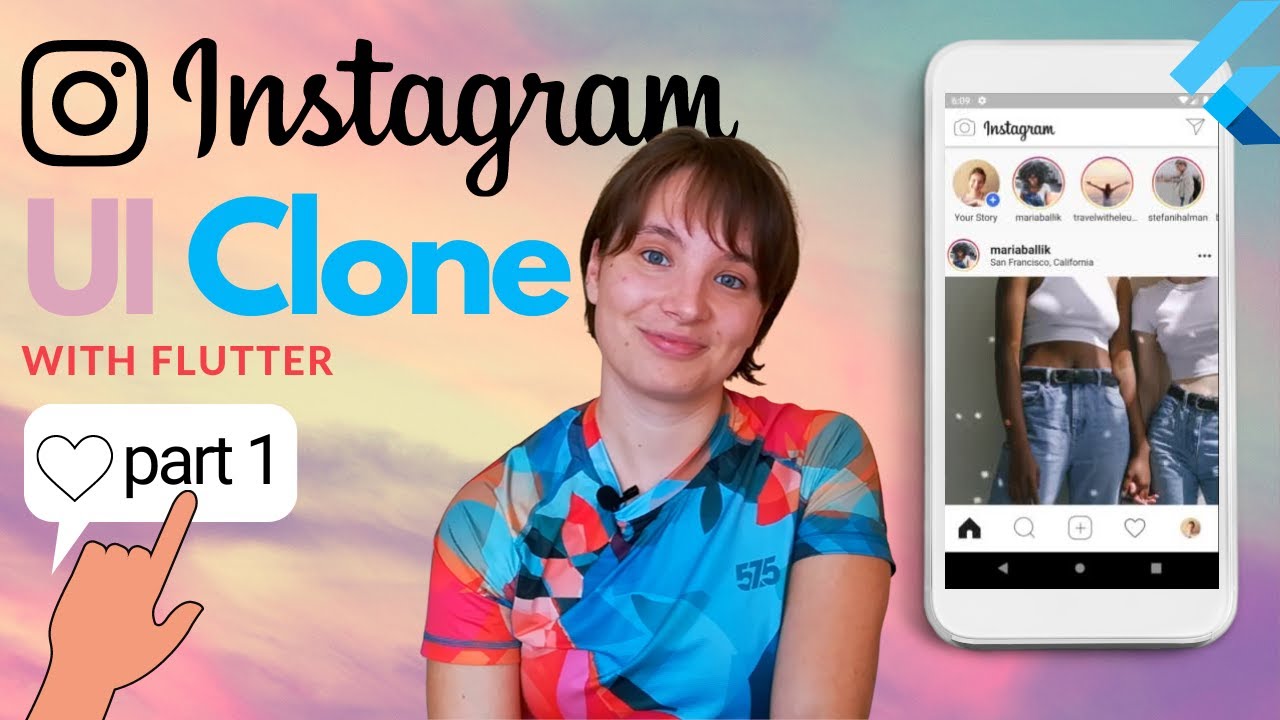 Flutter Tutorial - Instagram UI Clone | Part 1 - Bottom navigation, CircleAvatar, layouts, functions