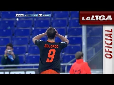 Gol de Soldado (2-3) en el RCD Espanyol - Valencia CF - HD