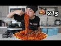 Most Korean Fire Noodles Ever Eaten (x15 Packs) | 불닭 볶음면 도전