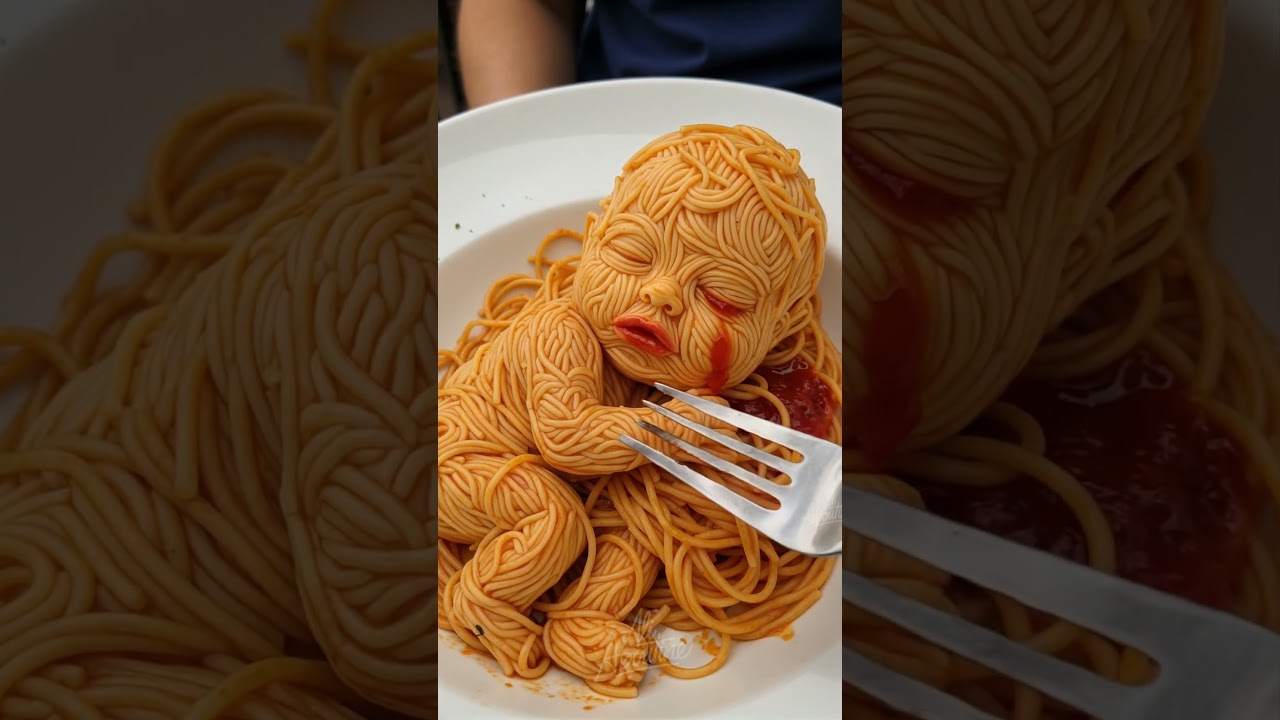 Not Hungry... Noodles Are Alive! 😳🍝  #spaghetti #cursed #bodyhorror #aiart #aiartcommunity
