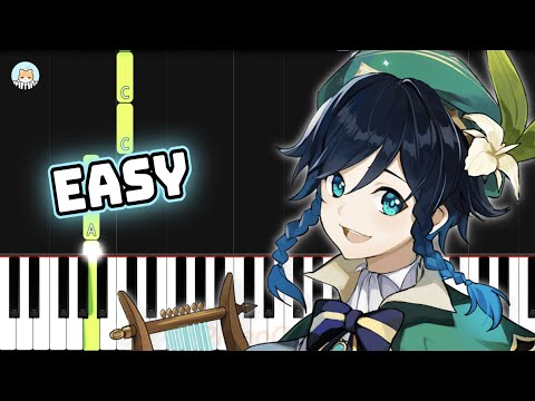Genshin Impact Demo - "Venti: A Bard's Business" - EASY Piano Tutorial & Sheet Music