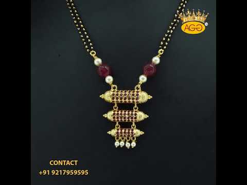 Copper golden necklace fancy small mangalsutra, occasion: pa...