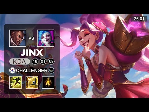 Jinx vs Lucian ADC - KR Challenger - Patch 26.01 Season 16
