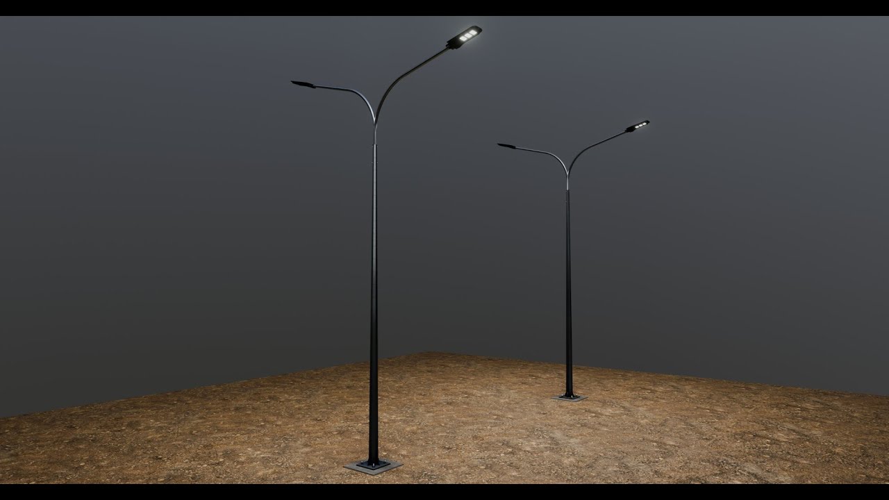 6MT LIGHTING POLE-DOUBLE BENDING ARM 3D Model
