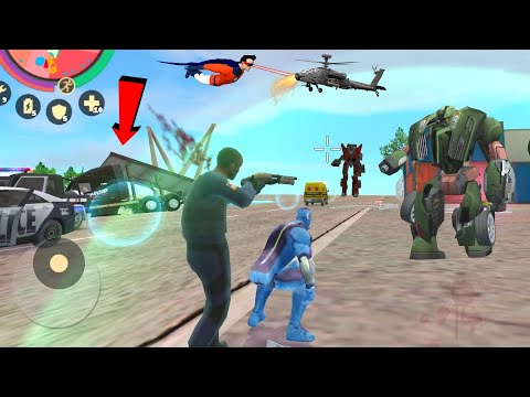 Rope Hero: Vice Town (Rope Hero With Police Bodyguard)Rope Hero Fight Robot Car -Android Gameplay HD
