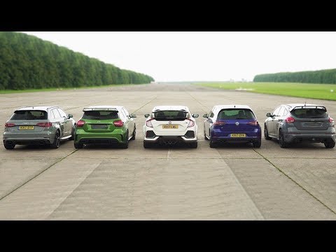 Audi RS3 vs Mercedes AMG A45 vs Honda Civic Type R vs Volkswagen Golf R vs Ford Focus RS