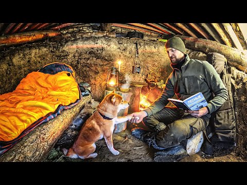 Building My BEST DUGOUT EVER - ALONE into Wild Forest - ONLY FROM NATURAL MATERIALS - 3 TOOLS USING