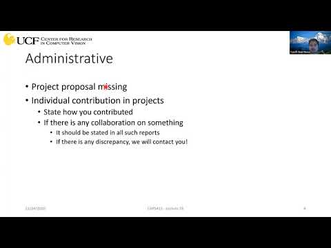 CAP5415 Lecture 19 [Administrative] - Fall 2020