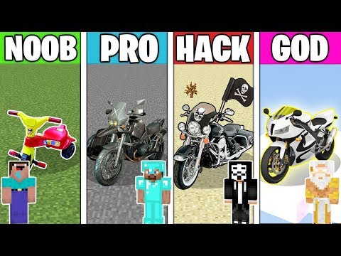 Minecraft Battle: MOTORCYCLE CHALLENGE! NOOB vs PRO vs HACKER vs GOD in Minecraft Animation