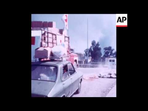SYND 9 10 78 RED CROSS CONVOY BEING FIRED AT BY SYRIAN FORCES IN BEIRUT