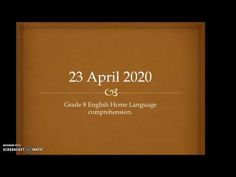 Grade 8 English Comprehension An African with a message 23 April 2020