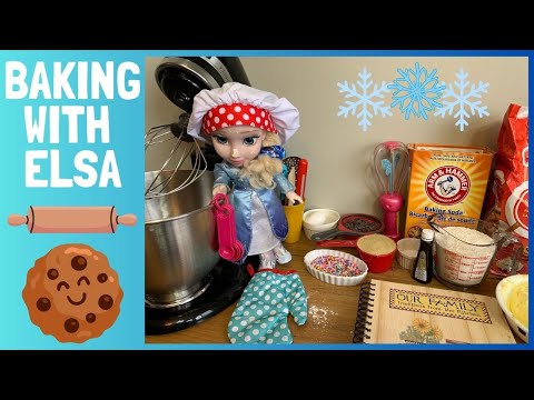 Elsa's Baking Routine DIY Cookies for Disney Princess Dolls