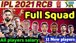 IPL 2021- Royal chalangers Bangalore full new squad; RCB New squad with players salary