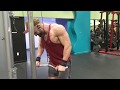 Having fun flexing in the gym - tricep easy curl bar press down