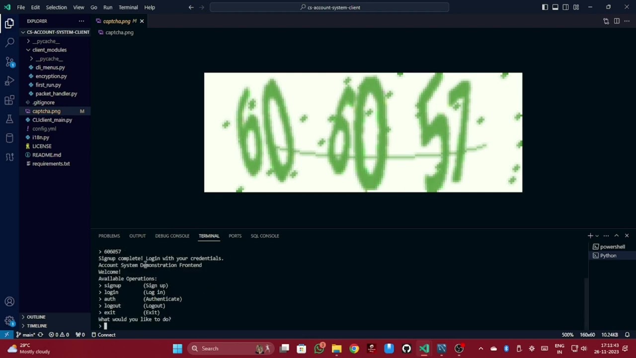 CS Project Demonstration - Account System with Token based auth and Encrypted Network Traffic