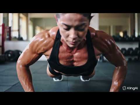 "Muscular Female Bodybuilder Doing Ultra Fast Push-Ups | Realistic Gym Video | 4K Handheld Shot"