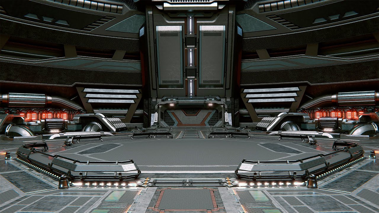 Sci-Fi Industrial Hangar Scene - Time Travel 3D Model