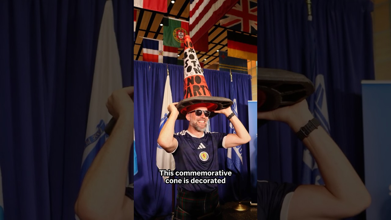 Video: Scottish traffic cone receives official welcome in Boston amid World Cup festivities