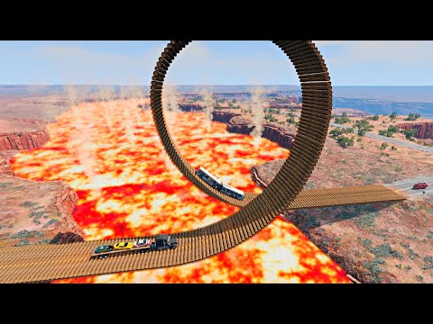 Cars vs Loop Bridge but The Floor is Lava | BeamNG.Drive
