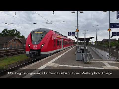 RB33 Willkommen und Maskenpflicht Ansage in Richtung Duisburg Hbf