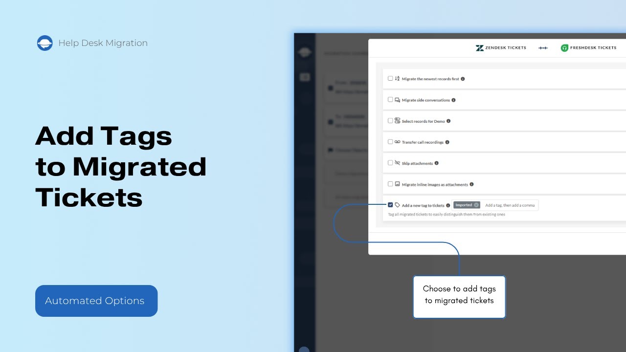 Fügen Sie migrierten Tickets Tags hinzu