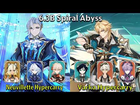 C0 Neuvillette Hypercarry & C0 Varka Hypercarry - Genshin Impact 6.3-6.4 Spiral Abyss Full Clear