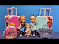 Packing The Bags Elsa Anna Toddlers Getting Ready For A Trip Baggage Barbie Dolls