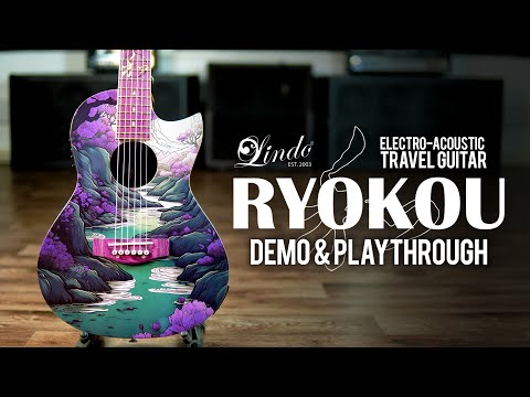 Lindo Ryokou Electro Acoustic Travel Guitar | Japanese Graphic Art | BS3M Piezo/Mic Blend Preamp | 3/4 Size / 24" Scale-Length | Luminlay Side Dots | Five Elements Kanji Abalone Sea Shell and Maple Inlays | Designed in the UK (Nylon Strings) image 11