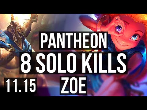 PANTHEON vs ZOE (MID) | 8 solo kills, 400+ games, Dominating | EUW Diamond | v11.15
