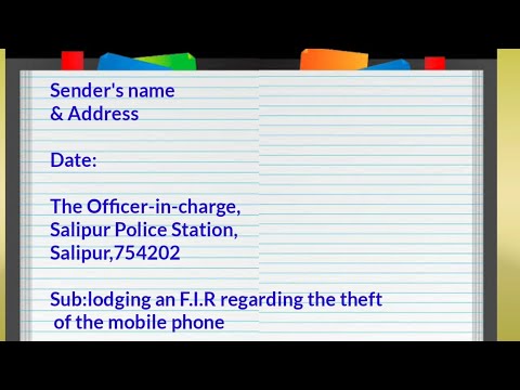 Lodging an F.I.R|Letter to the Officer-in-charge |complaint regarding theft|@Tarini Prasad