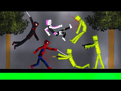 Spider-Man and Miles Morales and Spider-Gwen vs Melon Playground in People Playground