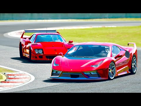 Ferrari 7X Design GTO Vision vs Ferrari F40 LM at Magione
