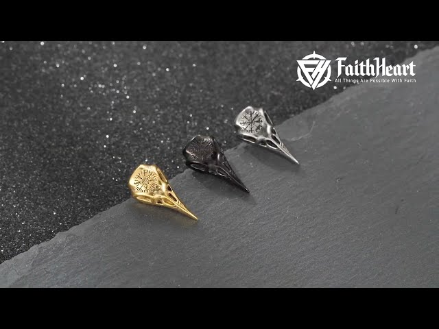 Vídeo relacionado con FaithHeart Pendientes Calavera Cuervo Piercing Nudo Celta Pendientes Vikingos Hombres Acero Inoxidable 316L Cabeza Pájaro Odín Animal Joyerías Punk de Orejas Stud