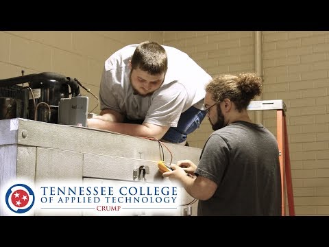 The video promotes the HVAC & Refrigeration program at TCAT Crump, highlighting how it prepares students for successful careers in the field.
